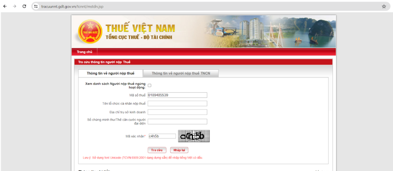 Tra cứu thông tin về doanh nghiệp